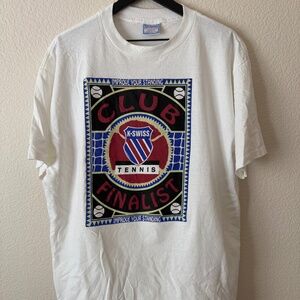 K-Swiss Men's White Tennis Club Finalist Logo Short Sleeve Tee Shirt Size XL
